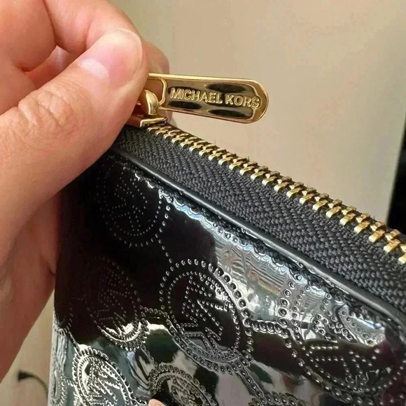 Michael Kors Black Wristlet with Gold Accents - Picture 7 of 14